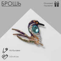 Брошь &laquo;Птица&raquo; Лори, цветная в золоте