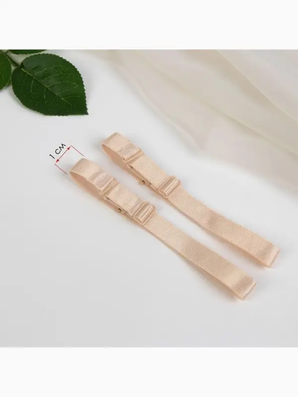 Лямки для бюстгальтера, текстильные, 1 см, 37 см, пара, бежевые