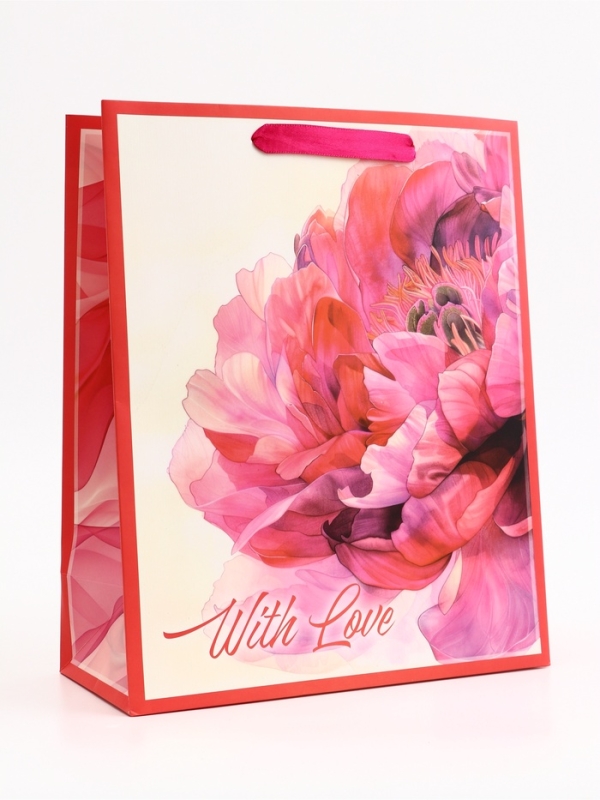 Пакет подарочный вертикальный "С Любовью", 26 &times; 32 &times; 12 см