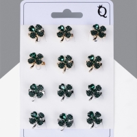 Брошь &laquo;Клевер&raquo; кошачий глаз, МИКС(неделимая фасовка 12 шт., цена за шт.)