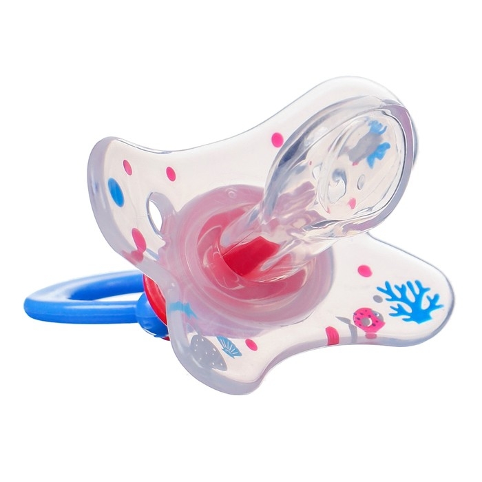 Соска - пустышка силиконовая ортодонтическая &laquo;Зайка&raquo;, от 12 мес., с колпачком, цвет синий/красный