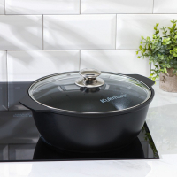 Жаровня &laquo;Традиция&raquo;, 4 л, d=26 см, стеклянная крышка, антипригарное покрытие, цвет чёрный