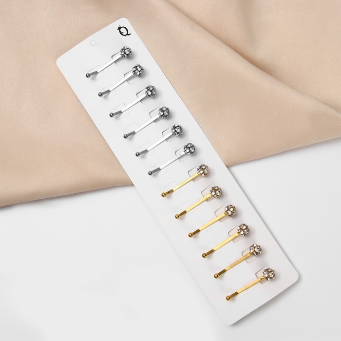 Зажим для платка &laquo;Хрусталь&raquo; шарик, цвет белый в серебре (неделимая фасовка 12 шт., цена за шт.)