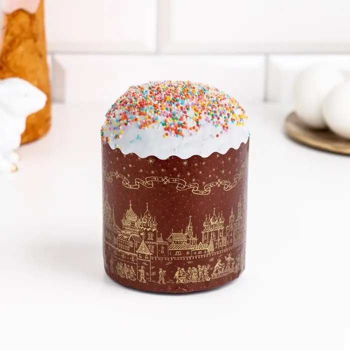 Форма для кулича бумажная Деко-про &laquo;Храм золотой&raquo;, 9&times;9 см, коричневая