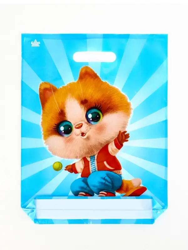 Пакет "Кот на спорте", полиэтиленовый с вырубной ручкой, л 40х31 см, 60 мкм