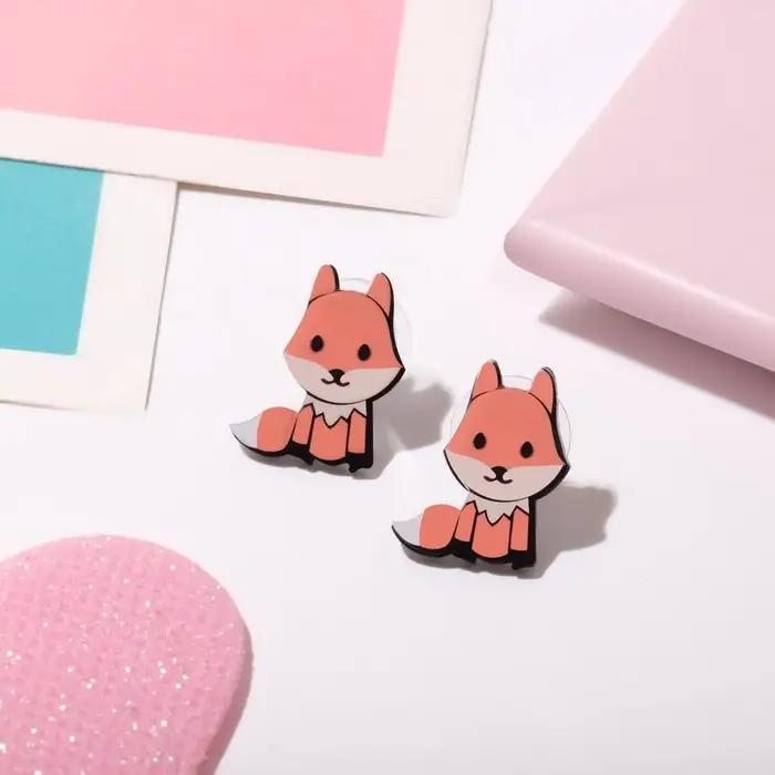 Серьги детские &laquo;Выбражулька&raquo; лисички, цветные в серебре