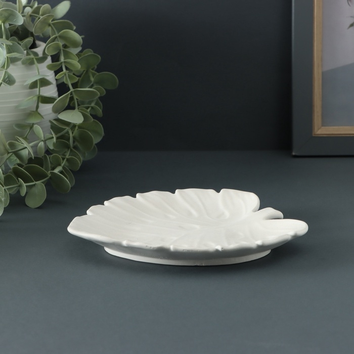 Подставка для мелочей "Монстера" 15х15см,белая