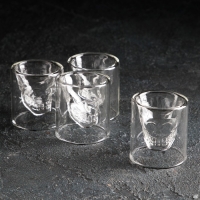 Набор стеклянных стопок Magistro &laquo;Череп. Хэллоуин&raquo;, 25 мл, 4 шт