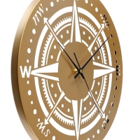 Часы настенные интерьерные &laquo;Компас&raquo;, плавный ход, d-40 см, золотистые