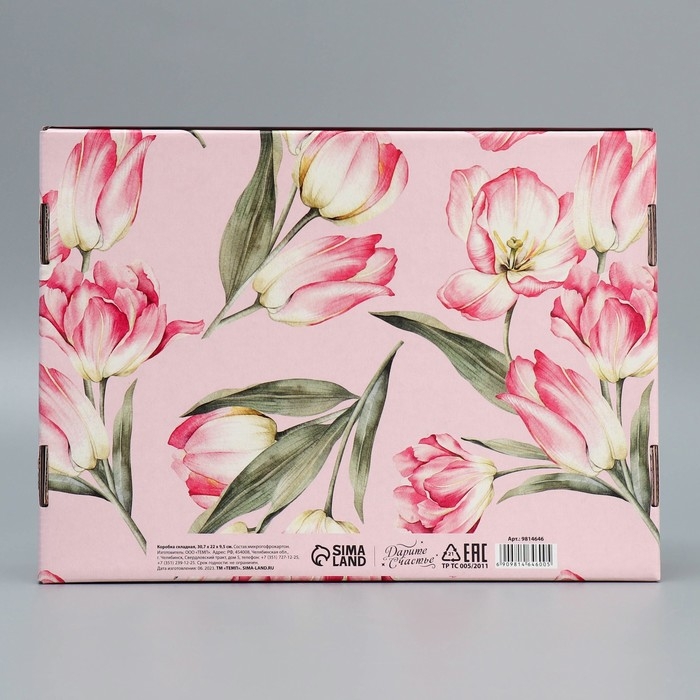 Коробка подарочная складная, упаковка, &laquo;Цветы&raquo;, 30.5 х 22 х 9.5 см