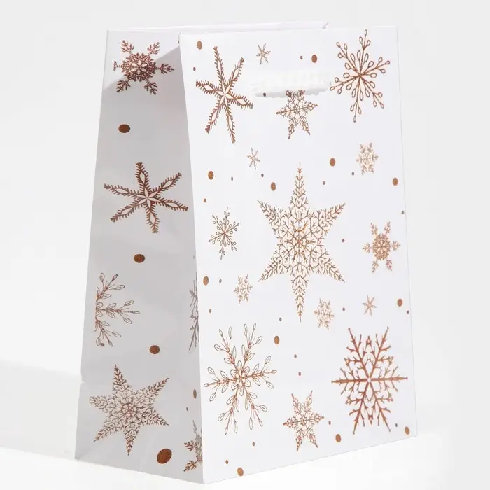 Пакет подарочный новогодний ламинированный &laquo;Снежинки&raquo;, S 11.5 х 14.5 х 5.5 см