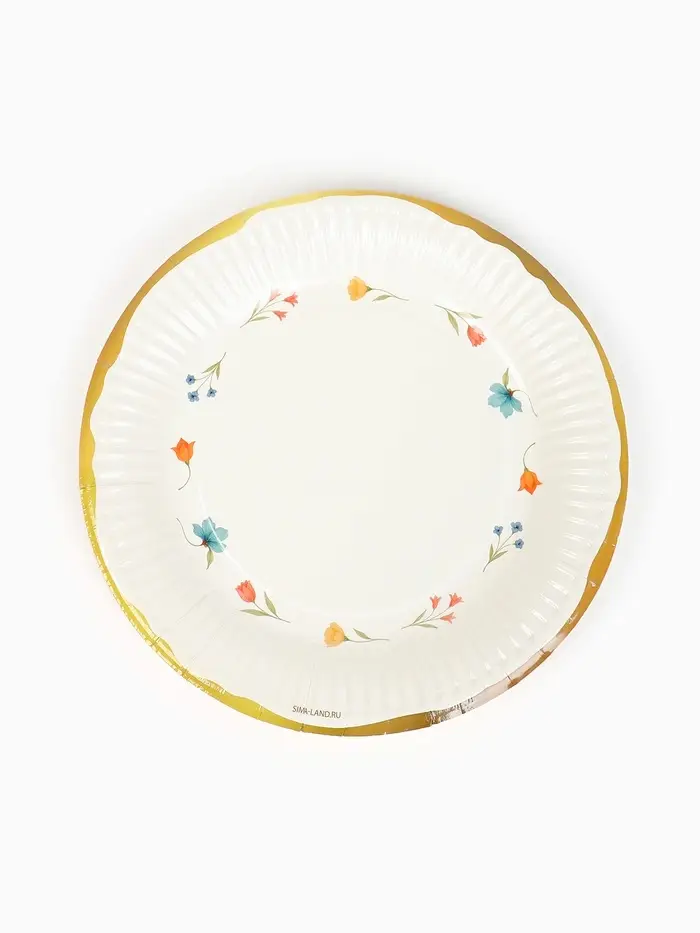 Тарелка одноразовая бумажная &laquo;Керамика с цветами&raquo;, 18 см