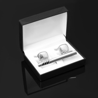 Набор мужской стальной &laquo;Запонки + Зажим для галстука&raquo; линии, цвет серебро