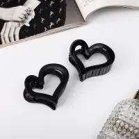 Крабик для волос &laquo;Сердце&raquo;, 6.5 см, чёрный, МИКС