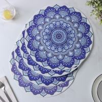 Салфетки сервировочные на стол Доляна &laquo;Силия&raquo;, d=38 см, 4 шт, цвет синий