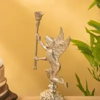 Подсвченик "Ангел мира с факелом" алюминий 35 см