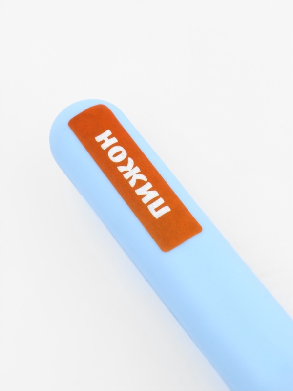 Пуходерка пластиковая "Петушок" с самоочисткой, 8,7 х 22 см, голубая