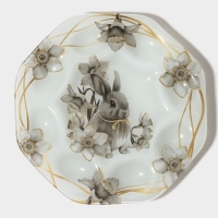 Подставка стеклянная для яиц Доляна &laquo;Кролик&raquo;, 8 ячеек, 22&times;22 см