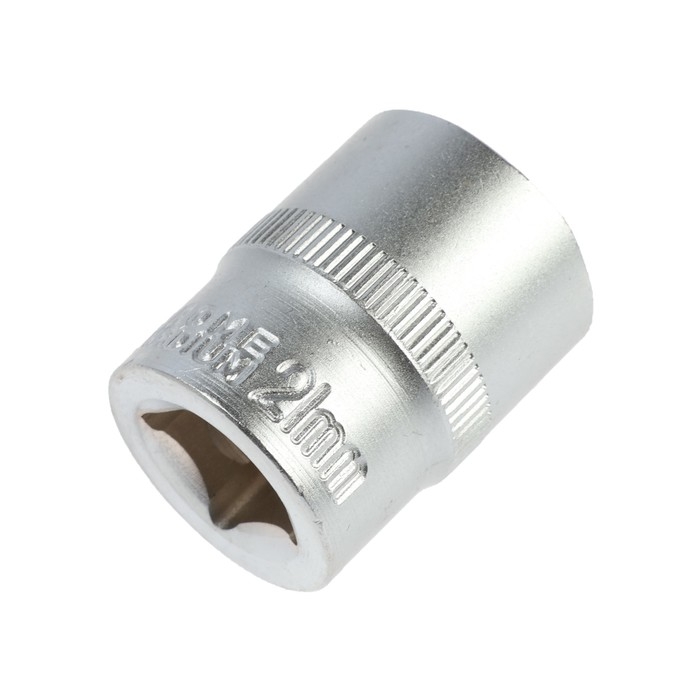 Головка торцевая шестигранная ТУНДРА, под квадрат 1/2", 21 мм, CrV