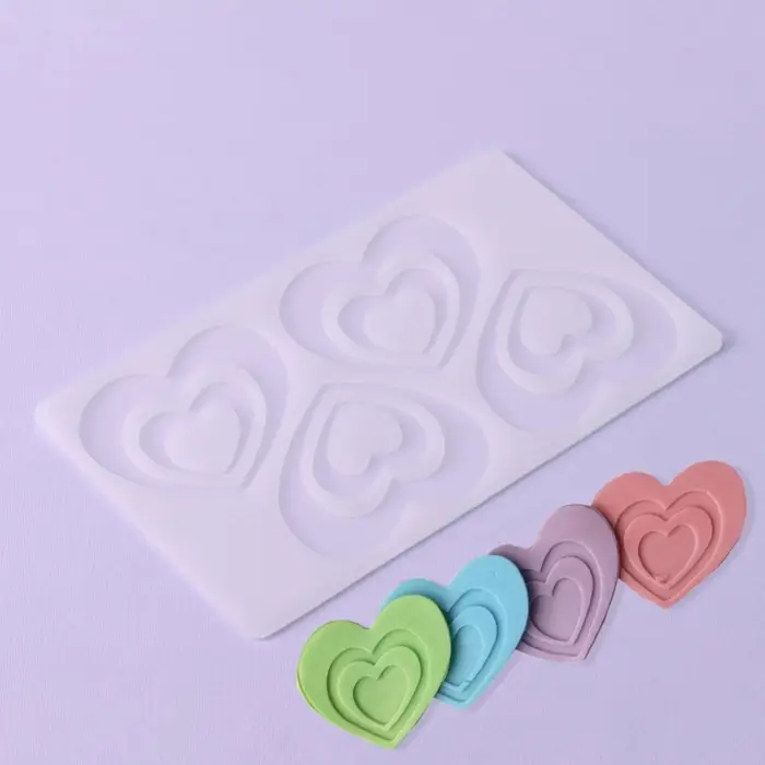 Форма для шоколада &laquo;Сердцем к сердцу&raquo;, силикон, 4 ячейки, 19&times;11.5&times;0.3 см, прозрачная