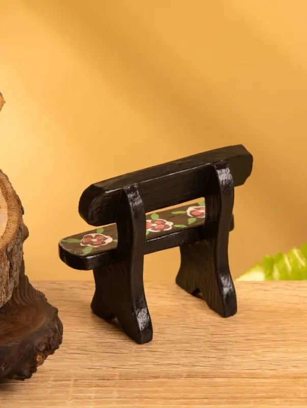 Сувенир дерево "Скамейка с цветами" цв. чёрный, 6,5х3,5х6 см