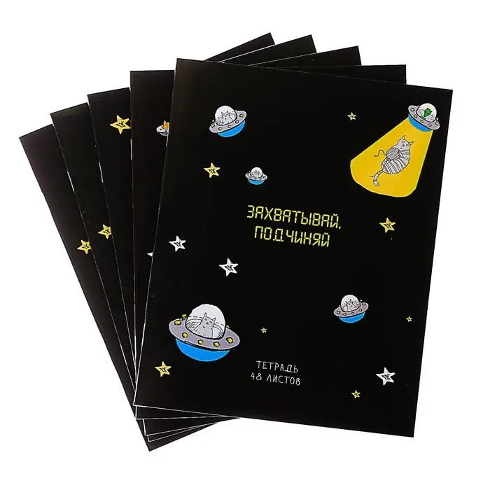 Тетрадь 48 листов в клетку Calligrata &laquo;НЛО&raquo;, обложка мелованный картон, блок офсет, МИКС
