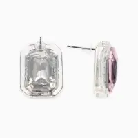 Серьги "Кристалл" прямоугольник грань, цвет прозрачно-розовый