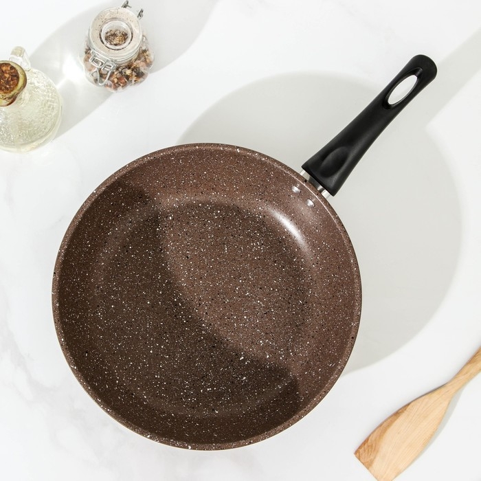 Сковорода Rock, d=25 см, пластиковая ручка, антипригарное покрытие, цвет коричневый