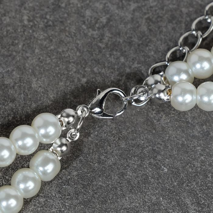 Набор 2 предмета: серьги, колье &laquo;Антуанетта&raquo; вспышка, цвет белый в серебре, 40 см