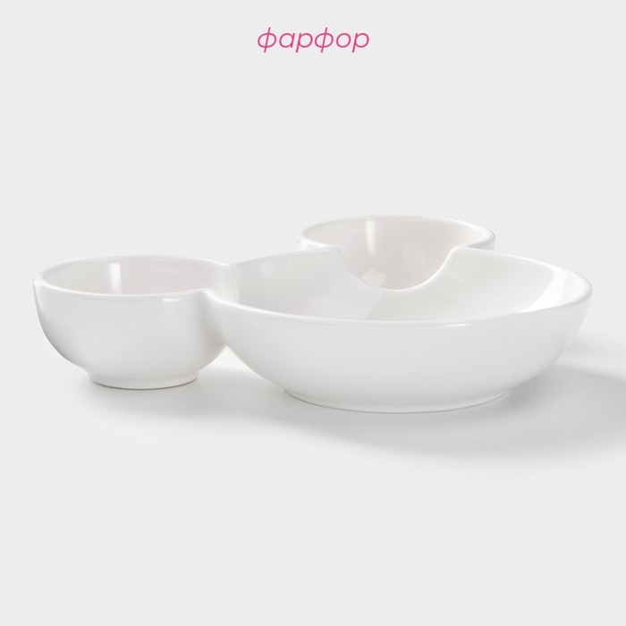 Менажница фарфоровая Доляна &laquo;Мишка&raquo;, 400 мл, 19&times;13,5 см, 3 ячейки, цвет белый