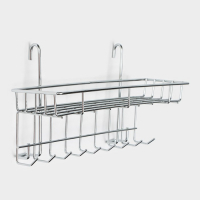 Полка на рейлинг с крючками Доляна, 29&times;10&times;17 см, цвет хромированный