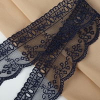 Кружево на сетке, 45 мм &times; 11 &plusmn; 1 м, цвет тёмно-синий