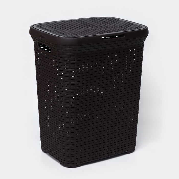 Корзина бельевая с крышкой &laquo;Ротанг&raquo;, 60 л, 34&times;44&times;56 см, цвет микс
