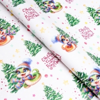 Новый год. Бумага упаковочная новогодняя "С Новым Годом и рождеством", глянец, двусторонняя, 70 х 100 см.
