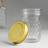 Банка для свечей стекло с крышкой "Ромбы" прозрачная 250 мл 7х7х10,5 см