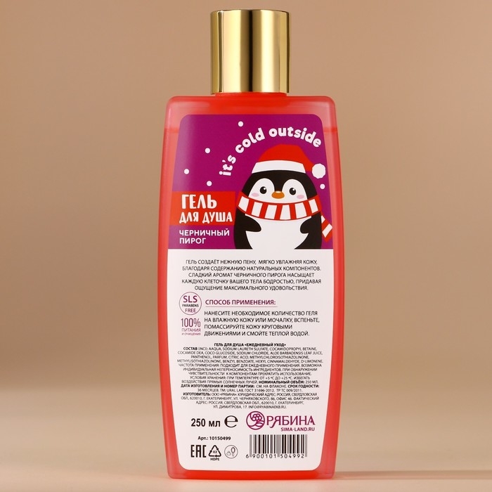 Гель для душа, 250 мл, аромат черничного пирога, Новый Год