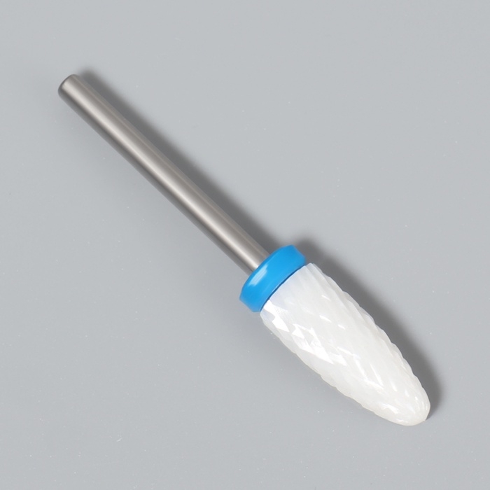 Фреза керамическая для маникюра &laquo;Кукуруза&raquo;, средняя нарезка, 6 &times; 15 мм, в пластиковом футляре, цвет белый