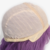 Парик искусственный, с чёлкой, каре имитация кожи, 40 см, 160 гр, цвет сиреневый