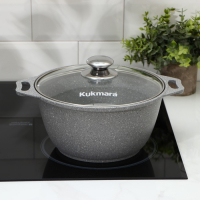 Кастрюля, 3 л, d=24 см, h=12,5 см, антипригарное покрытие, цвет светлый мрамор