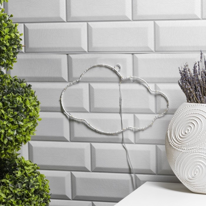 Светодиодная фигура &laquo;Облако&raquo; 29.5 &times; 18 см, металл, батарейки ААх2 (не в комплекте), свечение тёплое белое