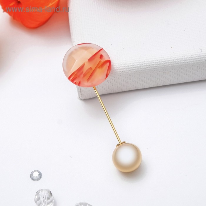 Основа &laquo;Брошь-игла&raquo; с шариком d=1,2 см (набор 5 шт.), L=5 см, площадка 1,5 см, цвет золото