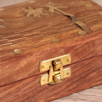 Шкатулка &laquo;Дельфины&raquo;, 15.5&times;10.5&times;5.5 см, дерево шишам, латунь