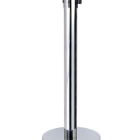 Стойка ограждения сер с вытяжной лентой-470см КРАСНАЯ,высота-90см,d- 8см,напольный d-35см