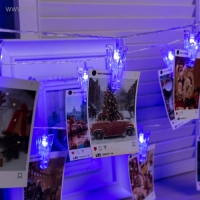 Гирлянда &laquo;Нить&raquo; 4.5 м с насадками &laquo;Прищепки&raquo;, IP20, прозрачная нить, 20 LED, свечение синее, 220 В