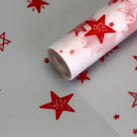 Пленка для цветов матовая, "Звездочки", красный, 0,6х9м &plusmn;5%