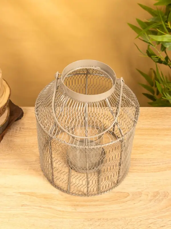 Подсвечник фонарь со стеклянной колбой 20х20х26 см, d 9 см, металл, цв. серый