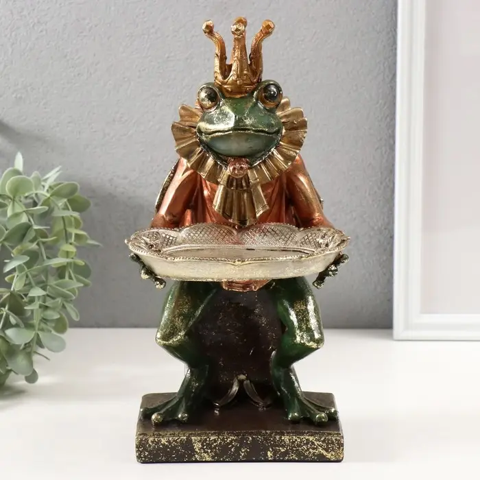 Сувенир полистоун с подставкой для мелочей "Лягушонок дворецкий" 27,5х13,5х9 см