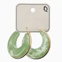 Серьги-кольца акрил "Тренд", цвет нефритовый в золоте