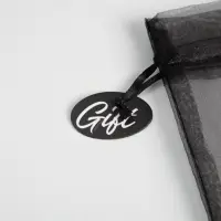 Мешочек подарочный органза черный &laquo;Подарок&raquo;, с шильдиком, 10 х 12 см +/- 1.5 см