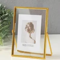 Фоторамка металл на 1 фото 13х18 см "Лофт" золото гальваника 1,2х14х18,8 см